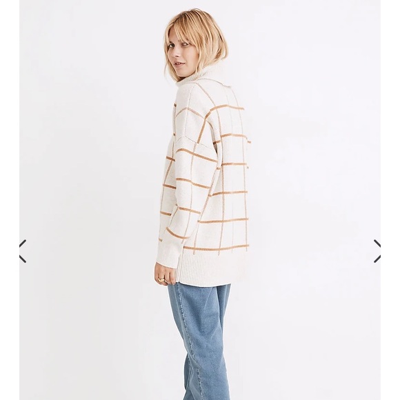MADEWELL Pearldale Turtleneck Sweater in Windowpane, sz XL - Picture 6 of 12